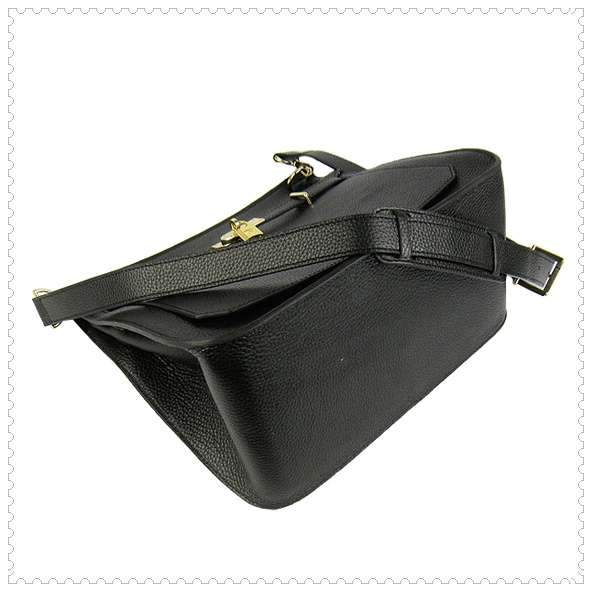Hermes Jypsiere shoulder bag black with gold hardware